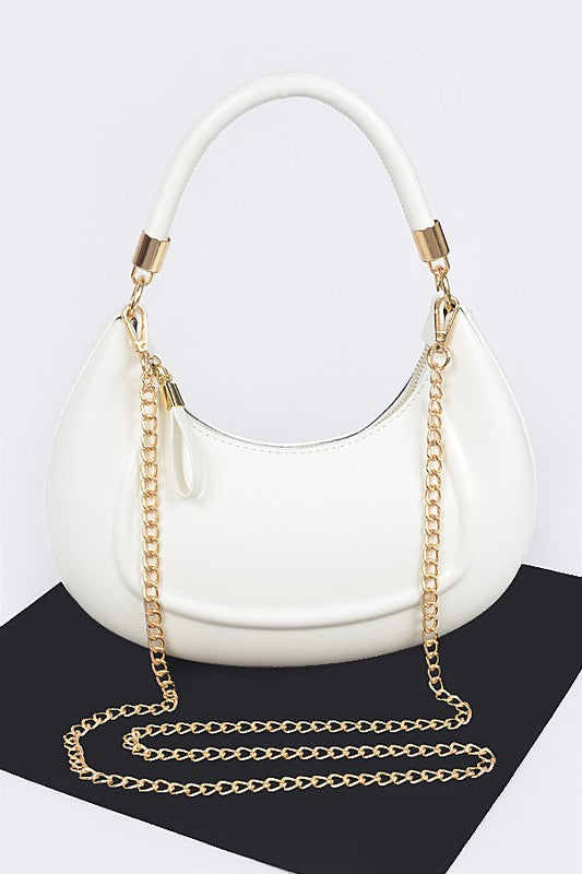 Nasa Faux Leather Chain Hobo Bag